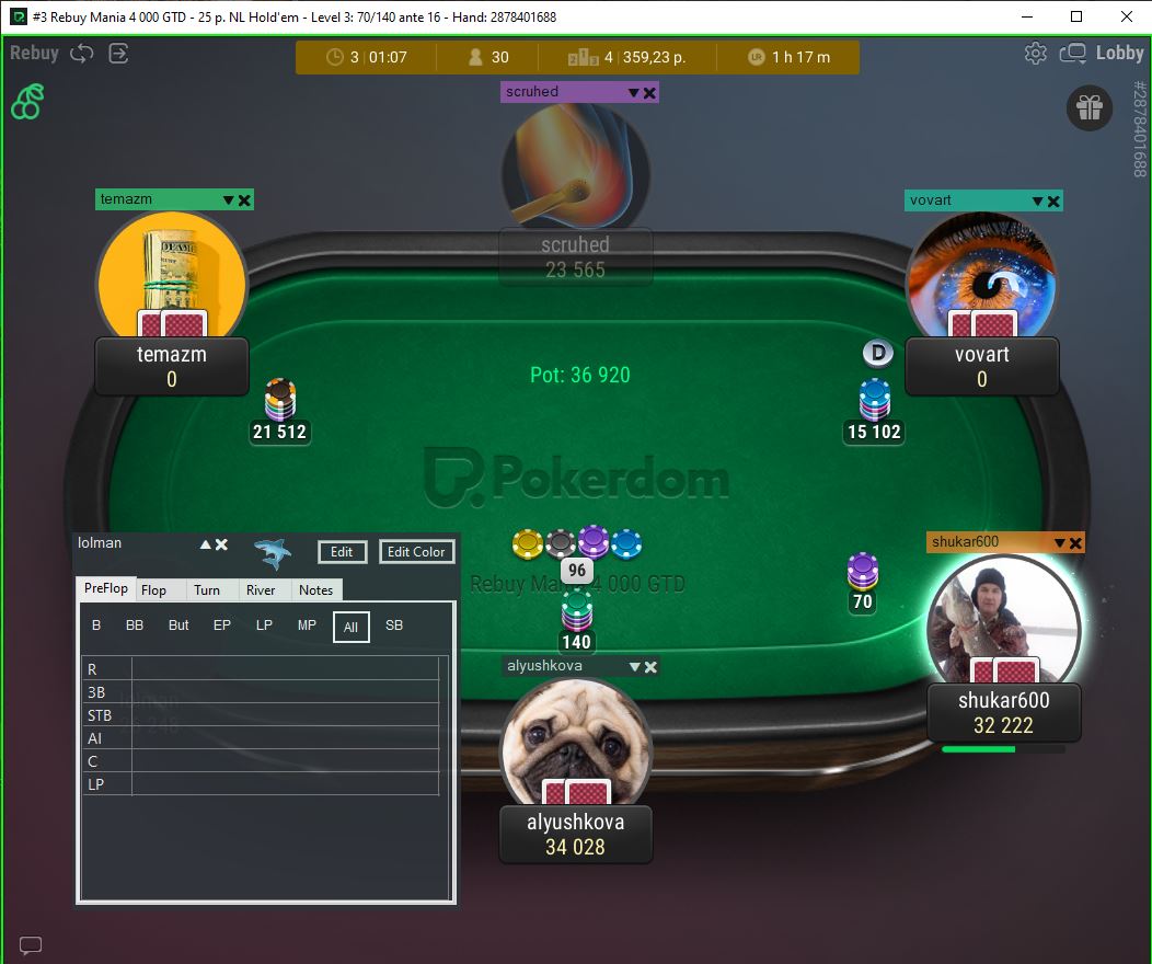 PokerNotesPro poker notes software running with PokerKing and displaying player notes
